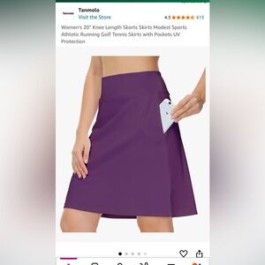 Women's 20" Knee Length Skorts Skirts Modest Sports Athletic Running with Pocket